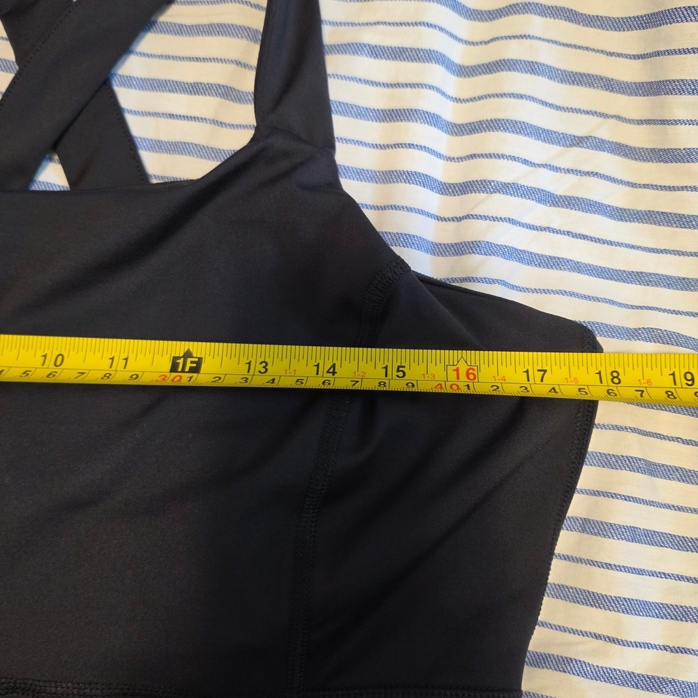 Lands' End Black Tonal Cross Back Active Dress Built-in Bra Medium 10-12 - Picture 7 of 10